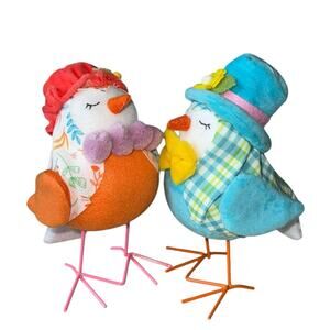 2023 Way to Celebrate Mr‎ & Mrs Spring Easter FABRIC BIRDS Tabletop 7” Decor